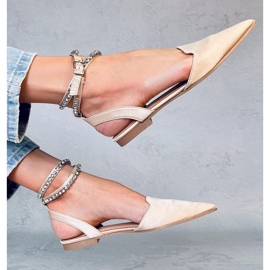 Elegantní baleríny s kamínky Dust Champagne béžový 1