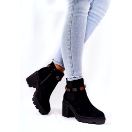 SEA Dámské boty na podpatku s krystaly Black Macbeth černý 2