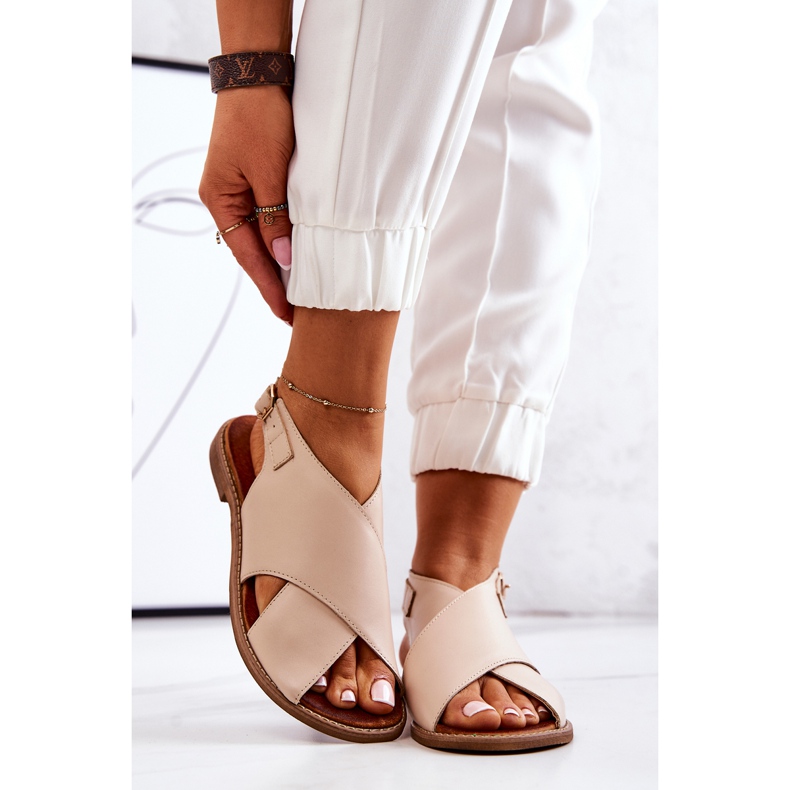 Lewski Shoes Kožené sandály Lewski 3019 Béžová béžový 2