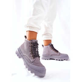 Kožené boty Big Star II274365 šedé šedá 3