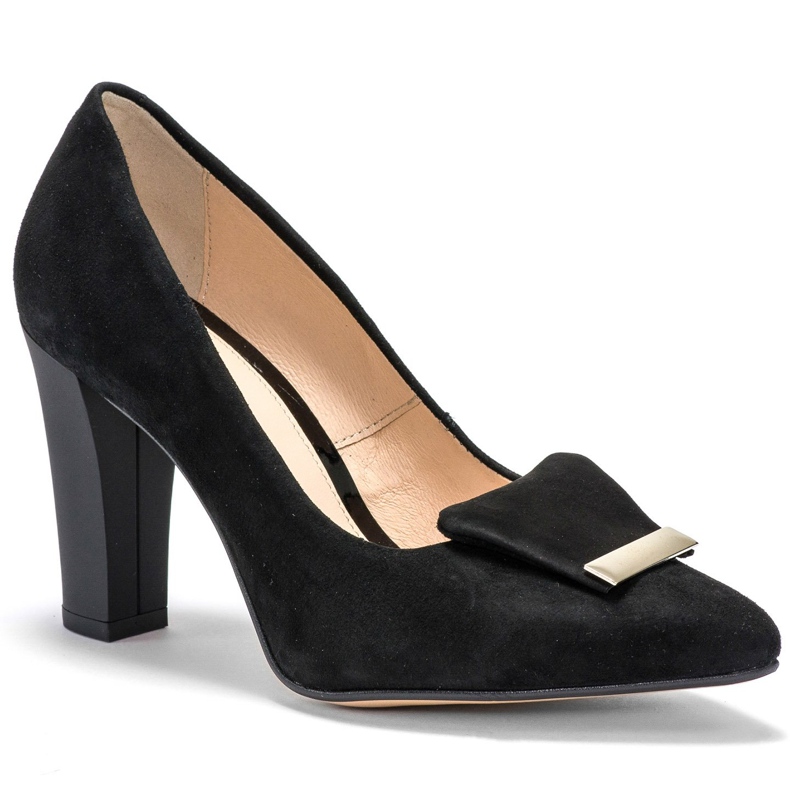 Černé velurové lodičky Marco Shoes 1008P s ozdobou černá 2