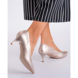 Marco Shoes Pohodlné a klasické 1039P platinové jehlové podpatky na nízkém podpatku zlatý 2