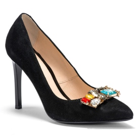 Marco Shoes Černé hřeby 1057P s velkými kameny černý 2