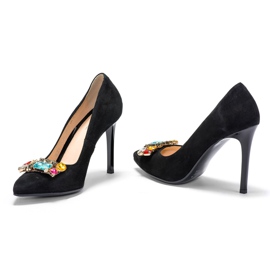 Marco Shoes Černé hřeby 1057P s velkými kameny černý 1