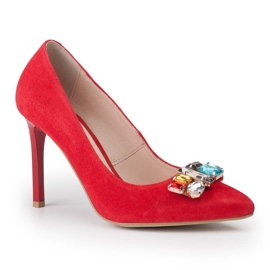 Marco Shoes Červené čepy 1057P s velkými kameny červený 1