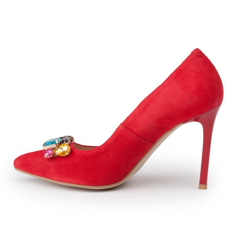 Marco Shoes Červené čepy 1057P s velkými kameny 2