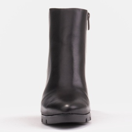 Marco Shoes Odvážné kozačky z přírodní lícové kůže na tlustém podpatku černý 1