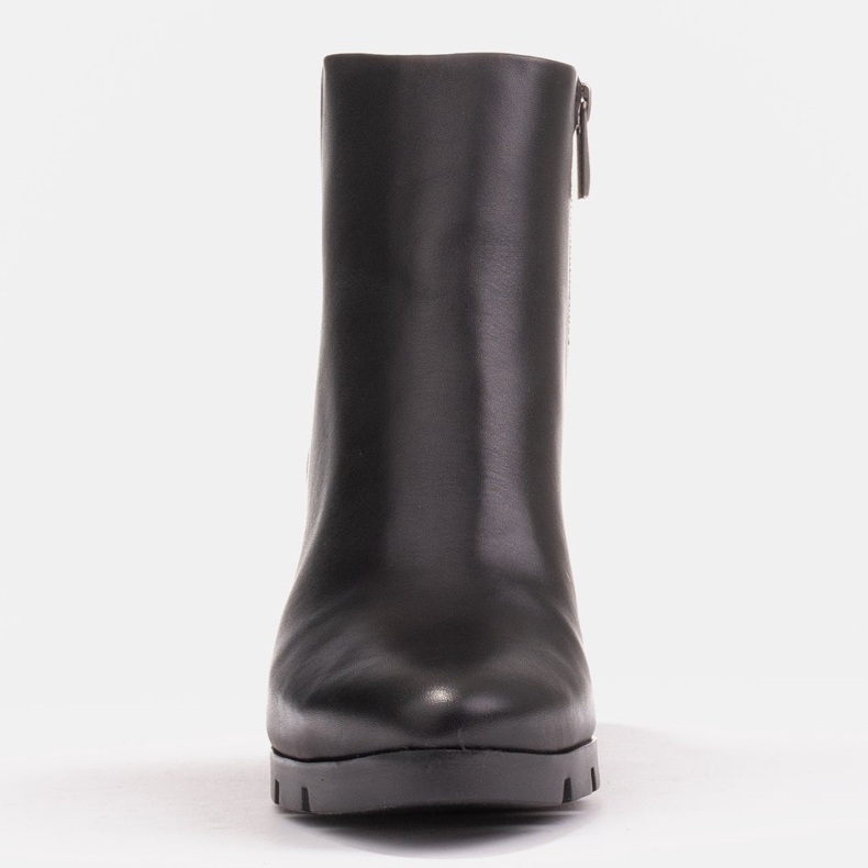 Marco Shoes Odvážné kozačky z přírodní lícové kůže na tlustém podpatku černý 1