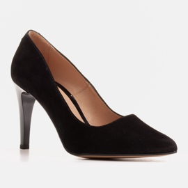 Marco Shoes Elegantní černé vysoké podpatky z přírodního semiše černý 1