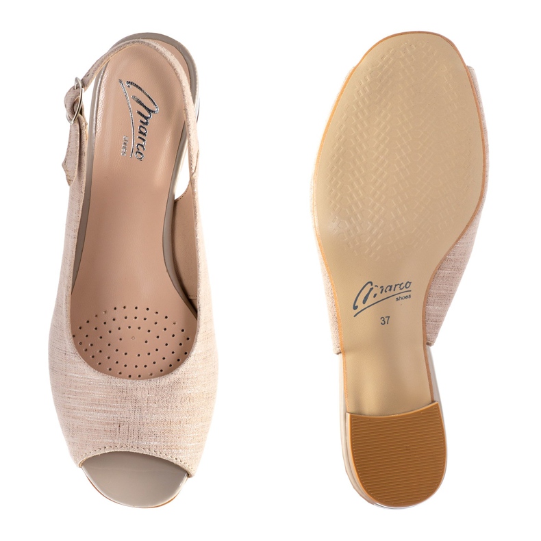 Marco Shoes Béžové sandály 0891P se stříbrným plédem béžový 1