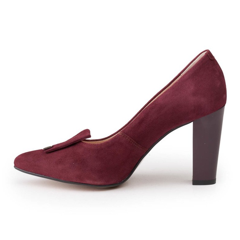 Maroon velurové pumpy Marco Shoes 1008P s ozdobou červené 2