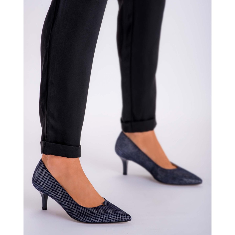 Marco Shoes Pohodlné a klasické námořnické modré vysoké podpatky 1039P námořnická modř 1