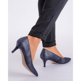 Marco Shoes Pohodlné a klasické námořnické modré vysoké podpatky 1039P námořnická modř 2