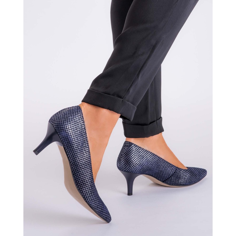 Marco Shoes Pohodlné a klasické námořnické modré vysoké podpatky 1039P námořnická modř 2