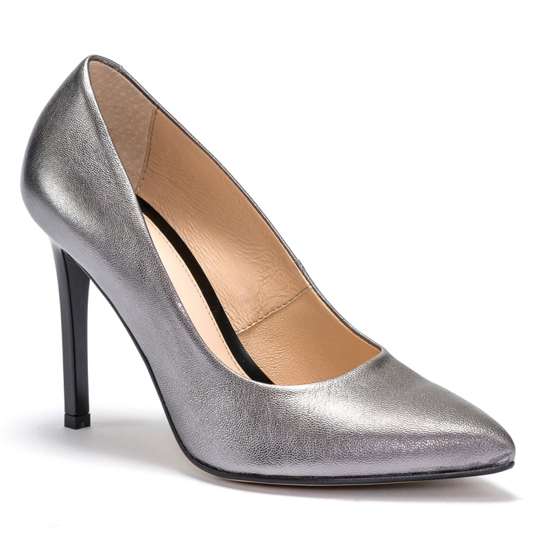 Marco Shoes Jehly Marco z přírodní kůže na podpatku stříbro šedá 2