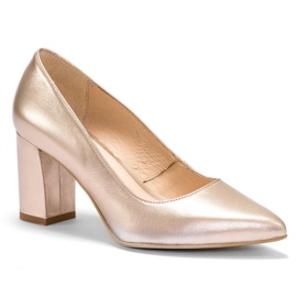 Marco Shoes Platinové lodičky 1066P se zajímavým podpatkem zlatý 2