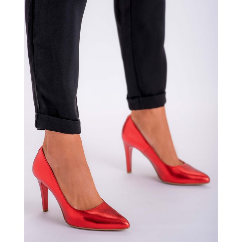 Marco Shoes Červené cvočky 0500P v lesklé barvě červený 1