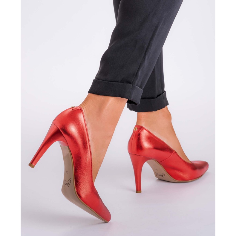 Marco Shoes Červené cvočky 0500P v lesklé barvě 2