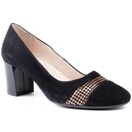 Marco Shoes Semišové lodičky s kovovým houndstoothem černý 1