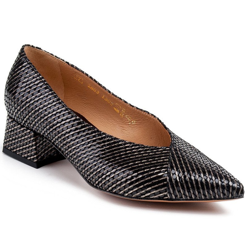 Marco Shoes Černé lodičky z neobvyklé pruhované kůže černý 1
