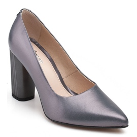 Marco Shoes Šedé lodičky s žebrovaným podpatkem šedá 1