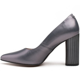 Marco Shoes Šedé lodičky s žebrovaným podpatkem šedá 2