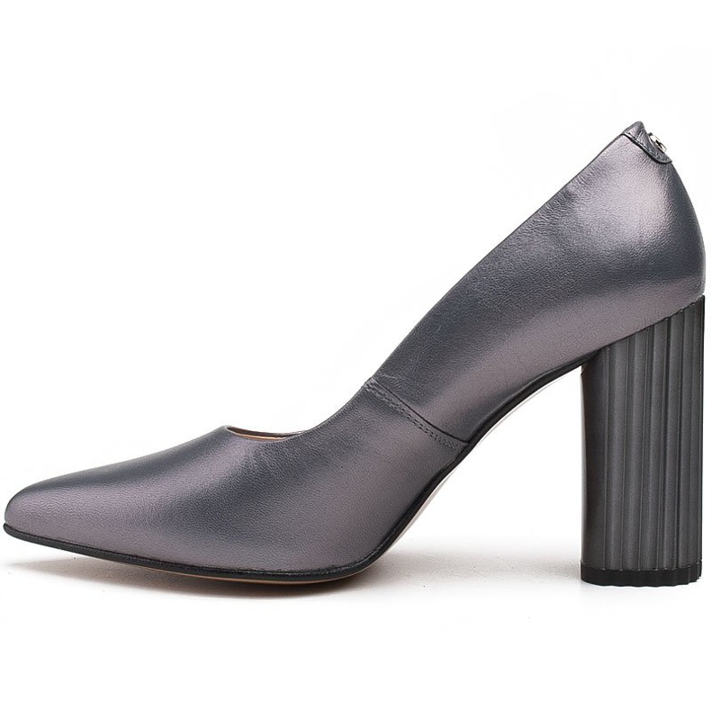 Marco Shoes Šedé lodičky s žebrovaným podpatkem šedá 2