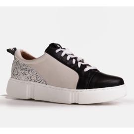 Marco Shoes Lehké černé kožené tenisky s vložkou béžový černý 1