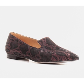 Marco Shoes Lordsy balerínky ze semišové kůže ve vzoru hadí kůže černý 1