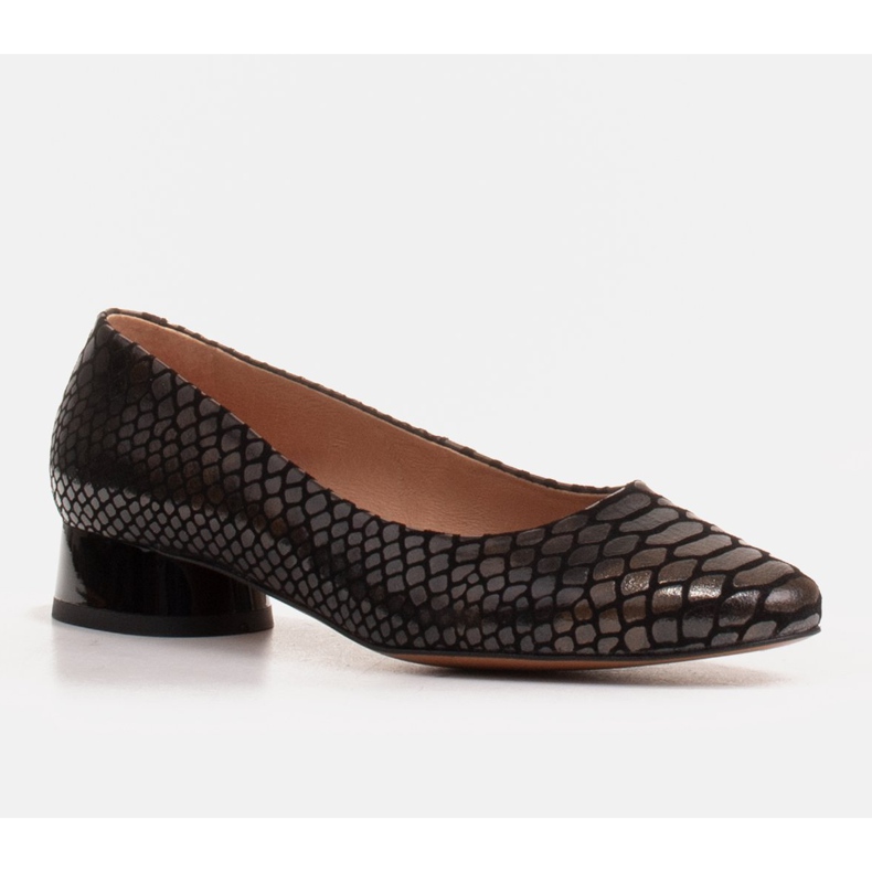 Marco Shoes Baletky z hadí kůže s kulatým podpatkem černý 1