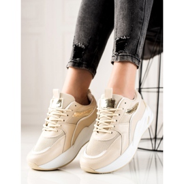 Ideal Shoes Tenisky Na Platformě béžový 3