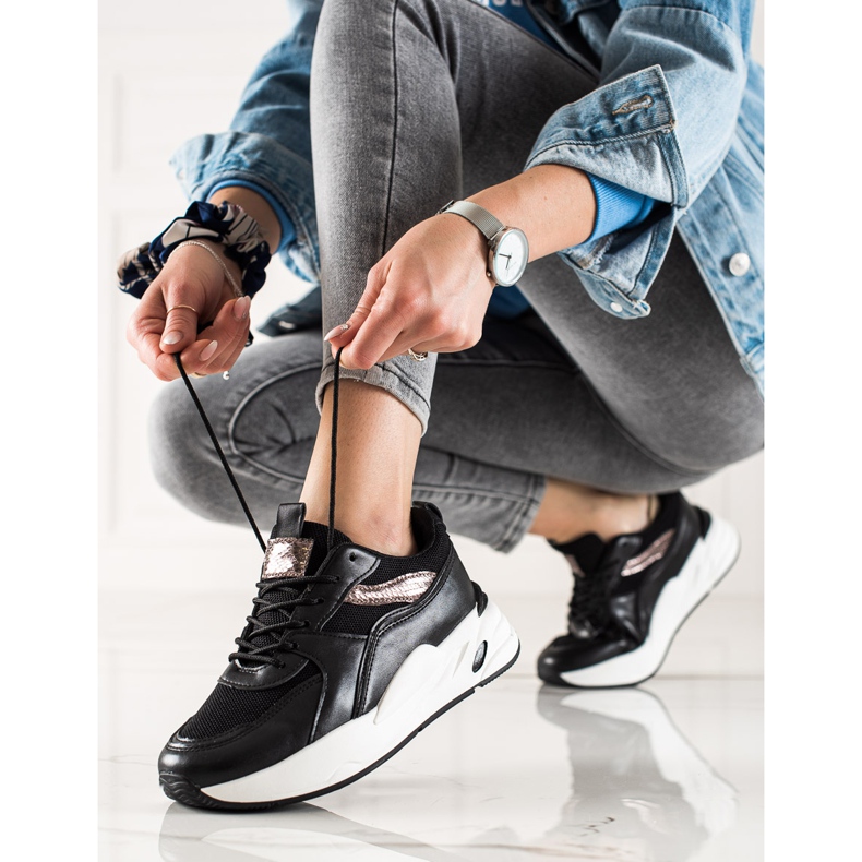 Ideal Shoes Tenisky Na Platformě černý 1