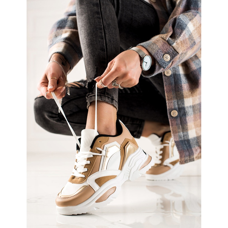 TRENDI Módní tenisky bílý hnědý 1