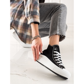 TRENDI Módní tenisky na platformě černá 1