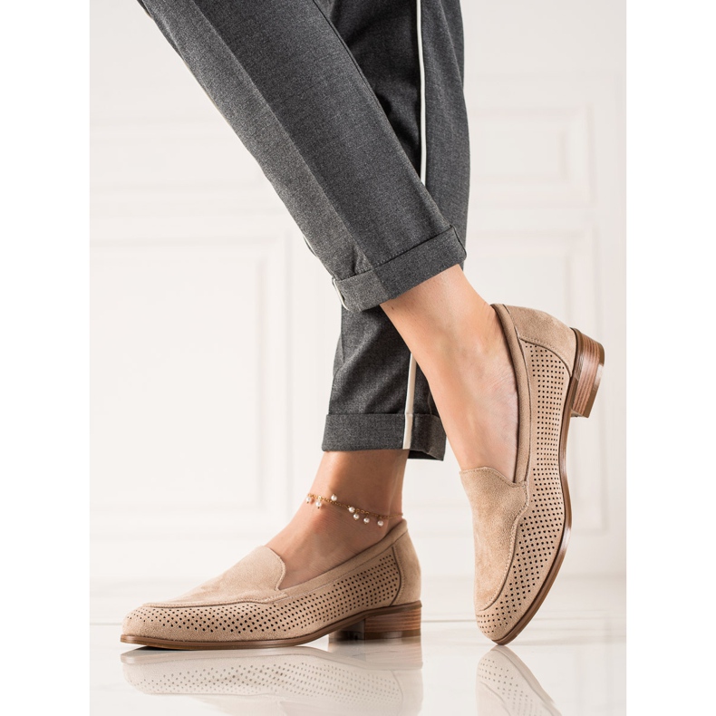 Vinceza Prolamované semišové boty béžový 1