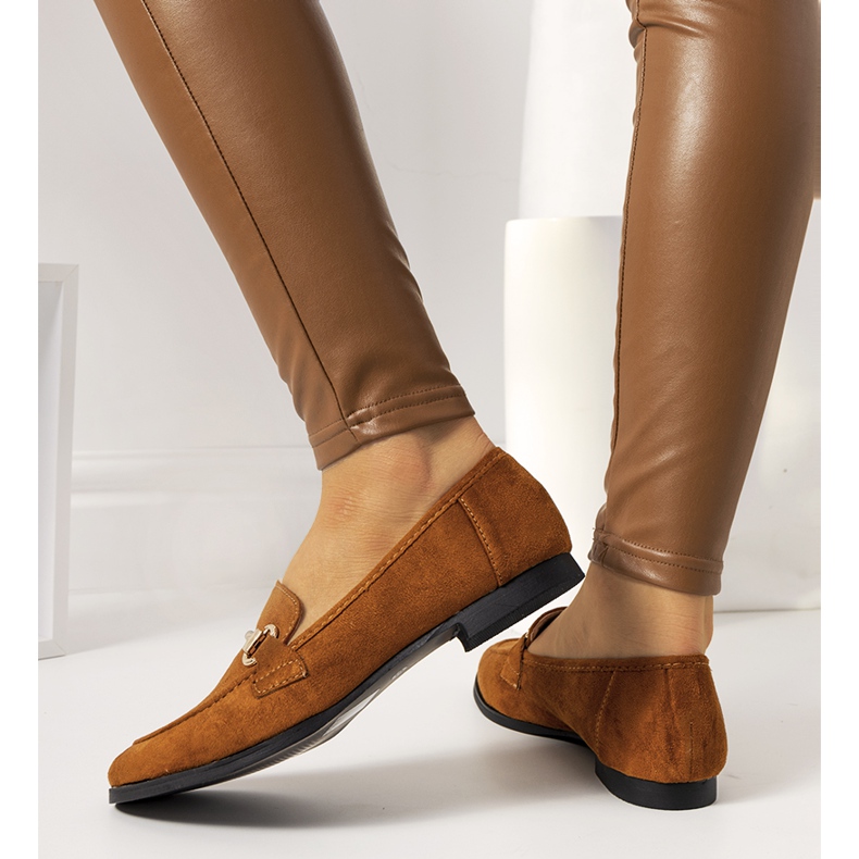 Tracy hnědé mokasíny na plochém podpatku hnědý žlutá 2