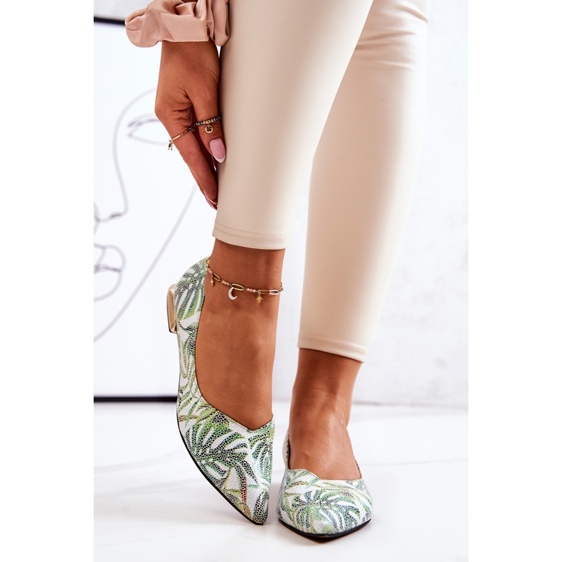 Dámské baleríny Laura Messi Leather Green 2193 vícebarevný zelený 2