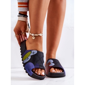 PS1 Gumové pantofle s potiskem Black Monsters černá námořnická modrá 2