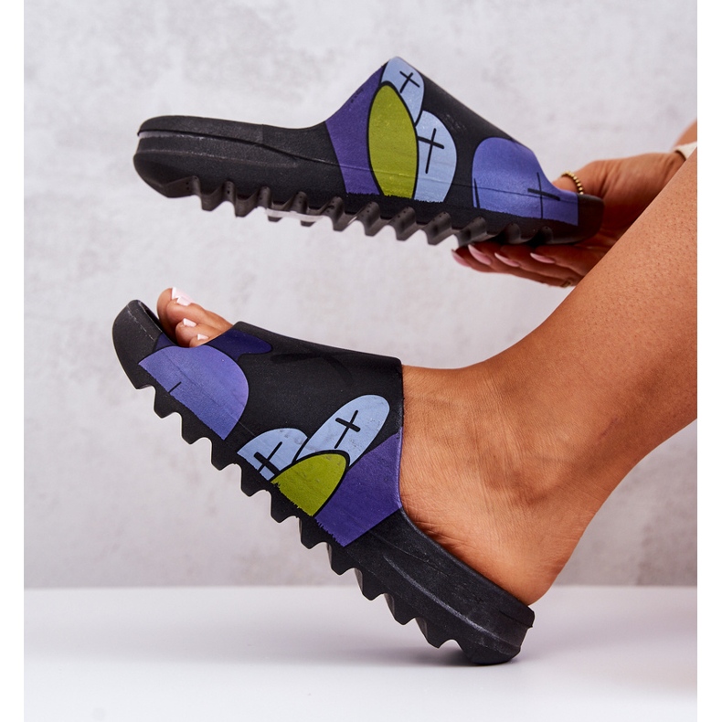 PS1 Gumové pantofle s potiskem Black Monsters černá námořnická modrá 1