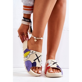 PS1 Gumové pantofle s potiskem Béžová monstra béžový 2