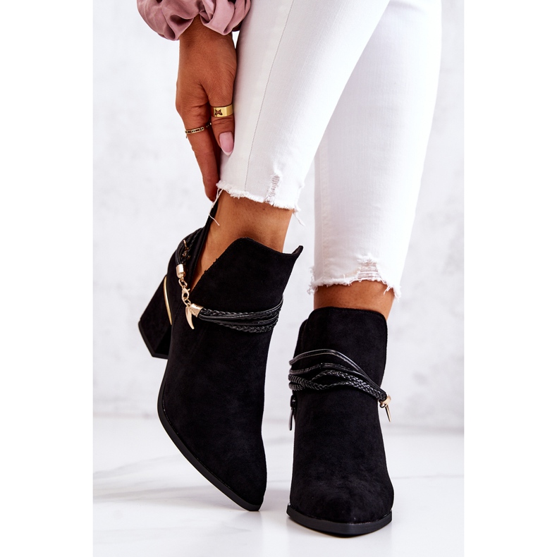 PS1 Inessa černé semišové kovbojské boty s pruhy černá 2