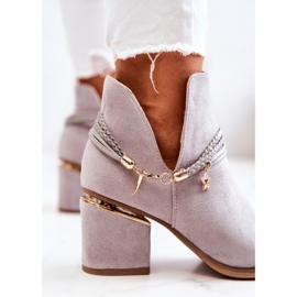 PS1 Inessa šedé semišové kovbojské boty s pruhy šedá 1