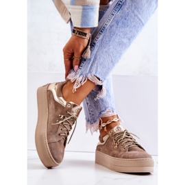 PF1 Kožené Sportovní Boty Na Béžové Platformě Mary Ann béžový 1