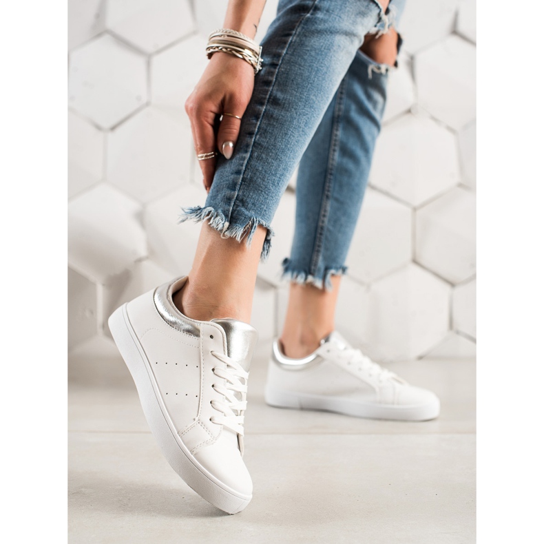 TRENDI Bílé Sportovní Boty S Ekokůží bílý 1