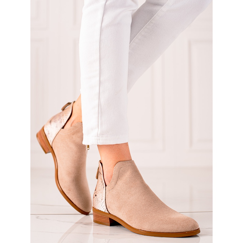 Béžové kozačky s výřezem VINCEZA béžový hnědý 1