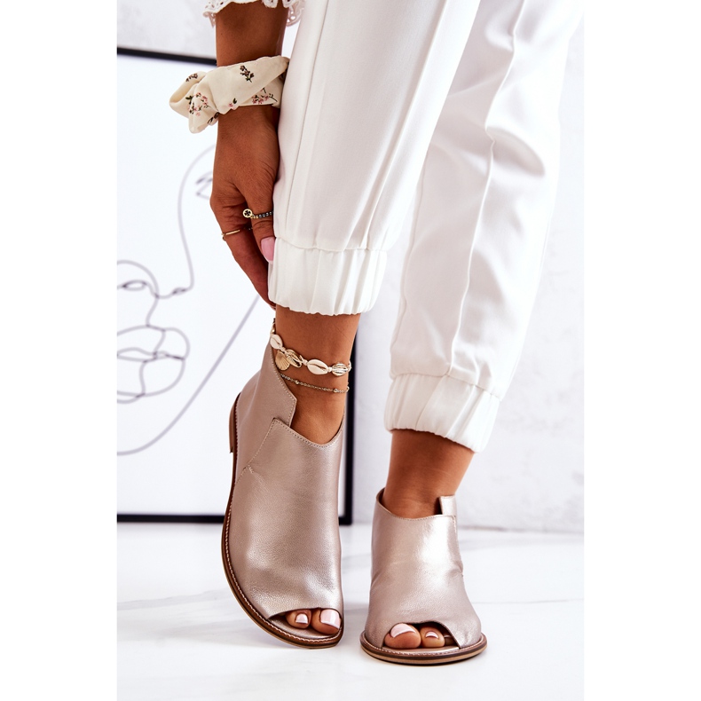 Kožené boty na podpatku Laura Messi Gold 2324 zlatý 1