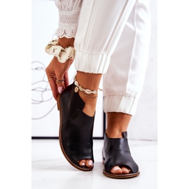 Kožené boty na vysokém podpatku Laura Messi Black 2324 černá 2