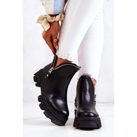 WS1 Kožené kozačky s ozdobnými černými zipy Deborah černá 1
