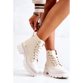 PS1 Věrné béžové vázané turistické boty ecru 2