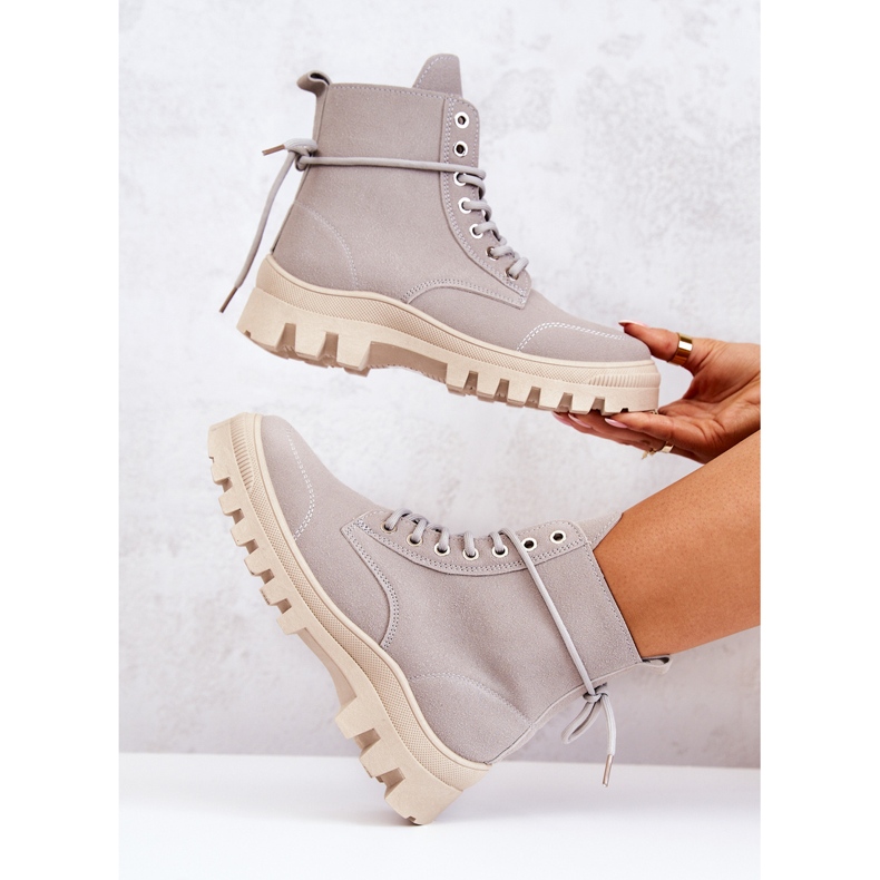 PS1 Semišové boty vázané šedý hurikán šedá 1